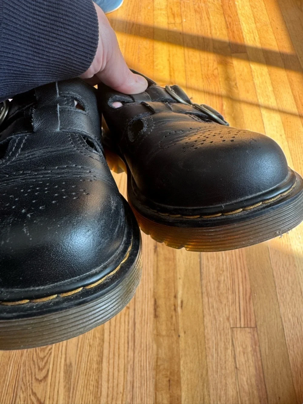 Dr. Martens Kids Black Double-Buckle Leather Shoe